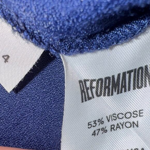 Reformation Women's Lightweight Wide Leg High Rise Pants Navy Blue Size 4 - Picture 5 of 6